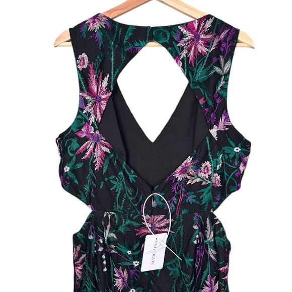 NWT Marchesa Notte Cut-Out Floral Embroidery Gown 16 Black Formal Dress Nylon - Picture 11 of 12